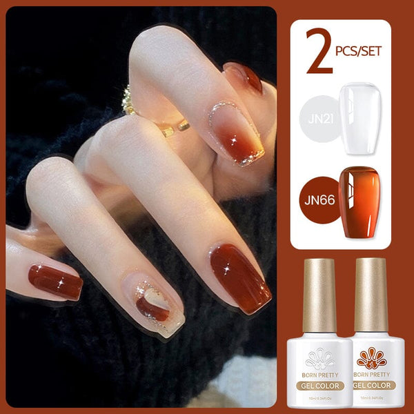 2 Colors Set #18 Jelly Nude Gel 10ml Gel Nail Polish BORN PRETTY 