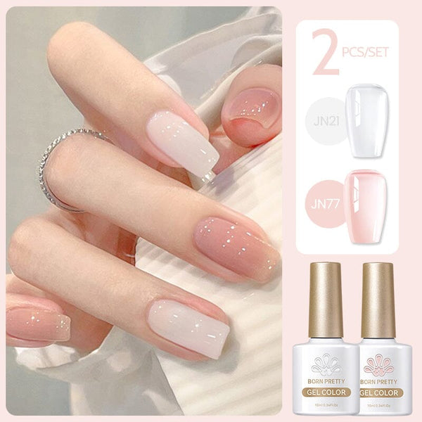 2 Colors Set #19 Jelly Nude Gel 10ml Gel Nail Polish BORN PRETTY 