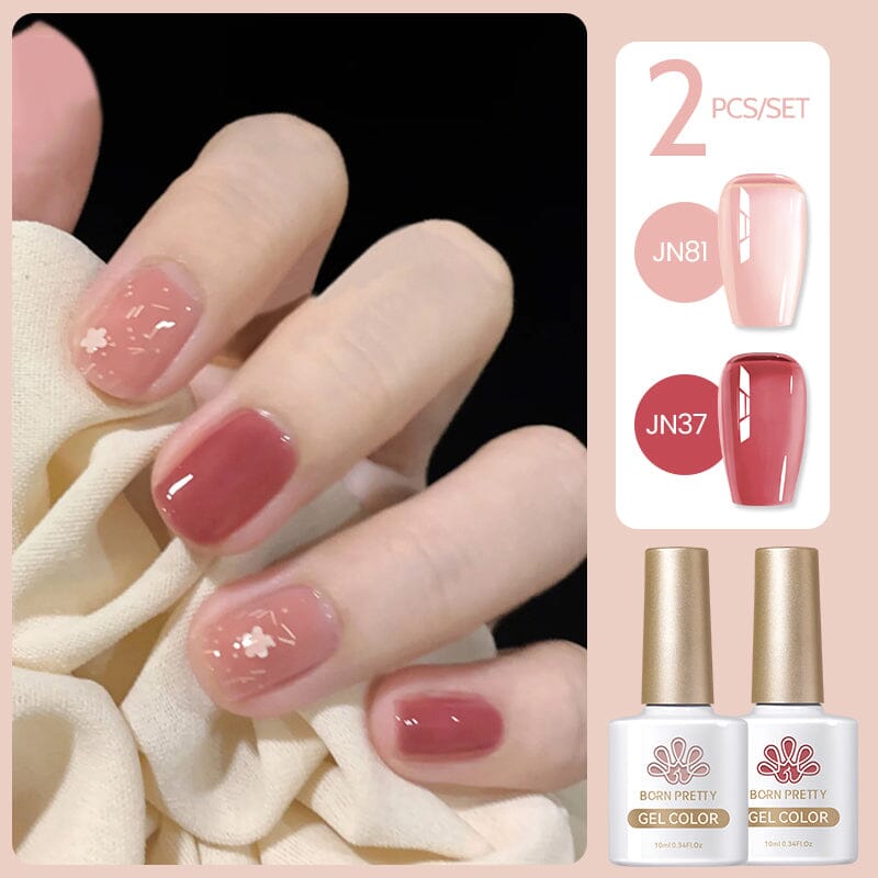 2 Colors Set #20 Jelly Nude Gel 10ml Gel Nail Polish BORN PRETTY 