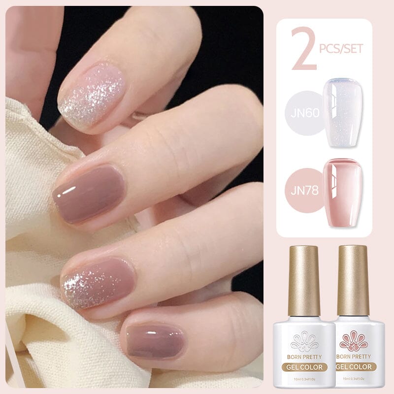 2 Colors Set #22 Jelly Nude Gel 10ml Gel Nail Polish BORN PRETTY 