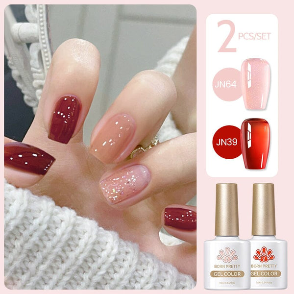 2 Colors Set #23 Jelly Nude Gel 10ml Gel Nail Polish BORN PRETTY 