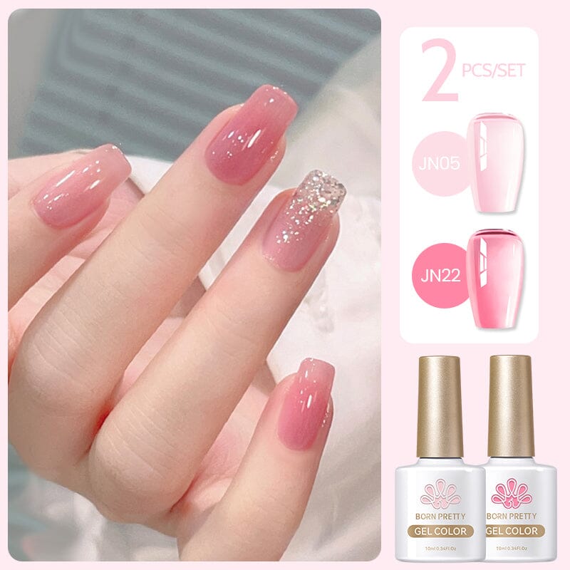 2 Colors Set #03 Jelly Nude Gel 10ml Gel Nail Polish BORN PRETTY 