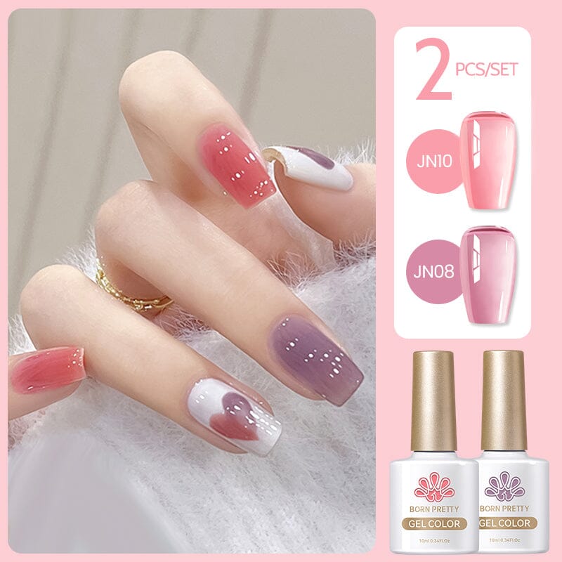 2 Colors Set #06 Jelly Nude Gel 10ml Gel Nail Polish BORN PRETTY 