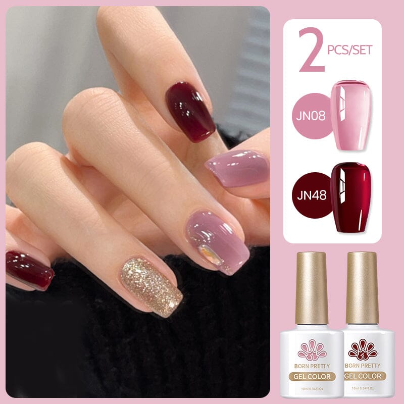 2 Colors Set #07 Jelly Nude Gel 10ml Gel Nail Polish BORN PRETTY 