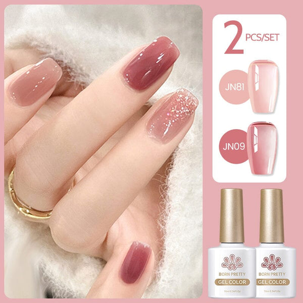 2 Colors Set #08 Jelly Nude Gel 10ml Gel Nail Polish BORN PRETTY 