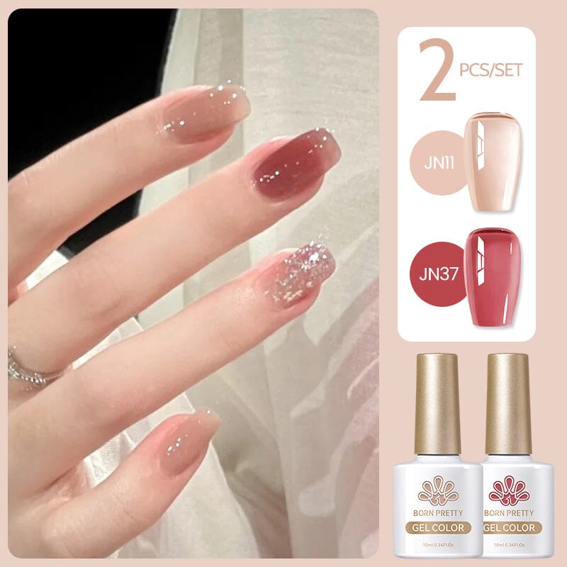 2 Colors Set #09 Jelly Nude Gel 10ml Gel Nail Polish BORN PRETTY 