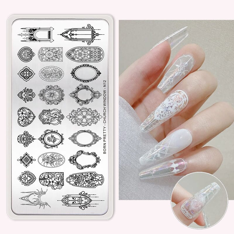 CHURCH WINDOW-N12 Nail Stamping Plate Stamping Nail BORN PRETTY 