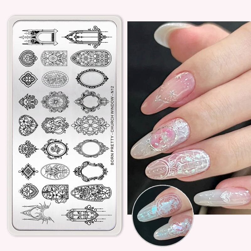 CHURCH WINDOW-N12 Nail Stamping Plate Stamping Nail BORN PRETTY 