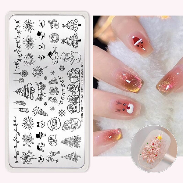 MERRY CHRISTMAS-N13 Nail Stamping Plate Stamping Nail BORN PRETTY 