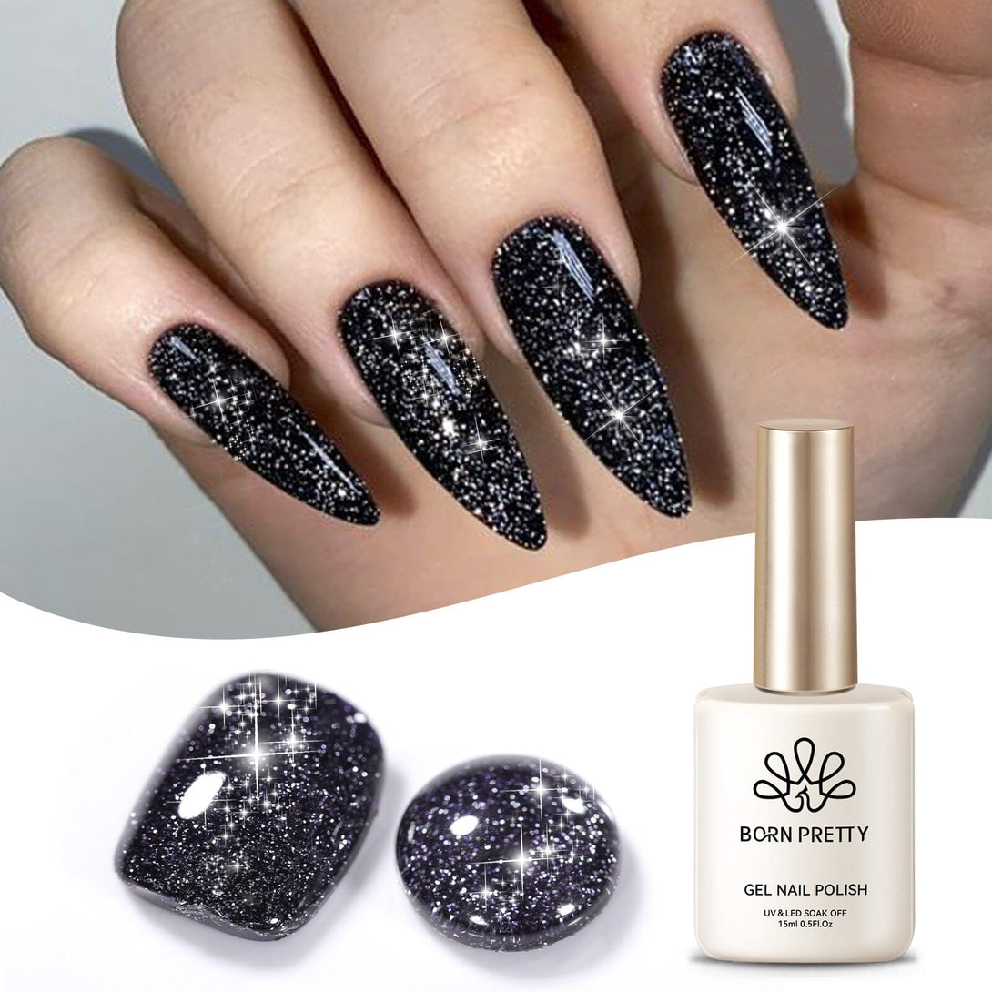 Black Flash Reflective Glitter Gel Polish 15ml Gel Nail Polish BORN PRETTY 