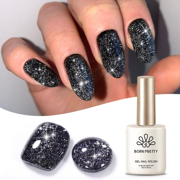 Black Flash Reflective Glitter Gel Polish 15ml Gel Nail Polish BORN PRETTY 