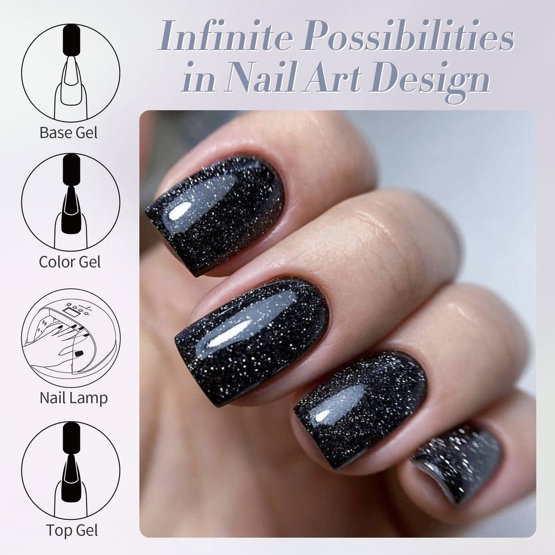 Black Flash Reflective Glitter Gel Polish 15ml Gel Nail Polish BORN PRETTY 