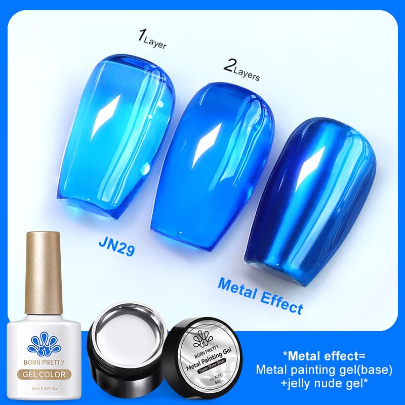 3pcs Metal Effect Gel Set Gel Nail Polish BORN PRETTY Set 1 