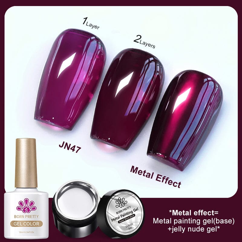 3pcs Metal Effect Gel Set Gel Nail Polish BORN PRETTY Set 10 