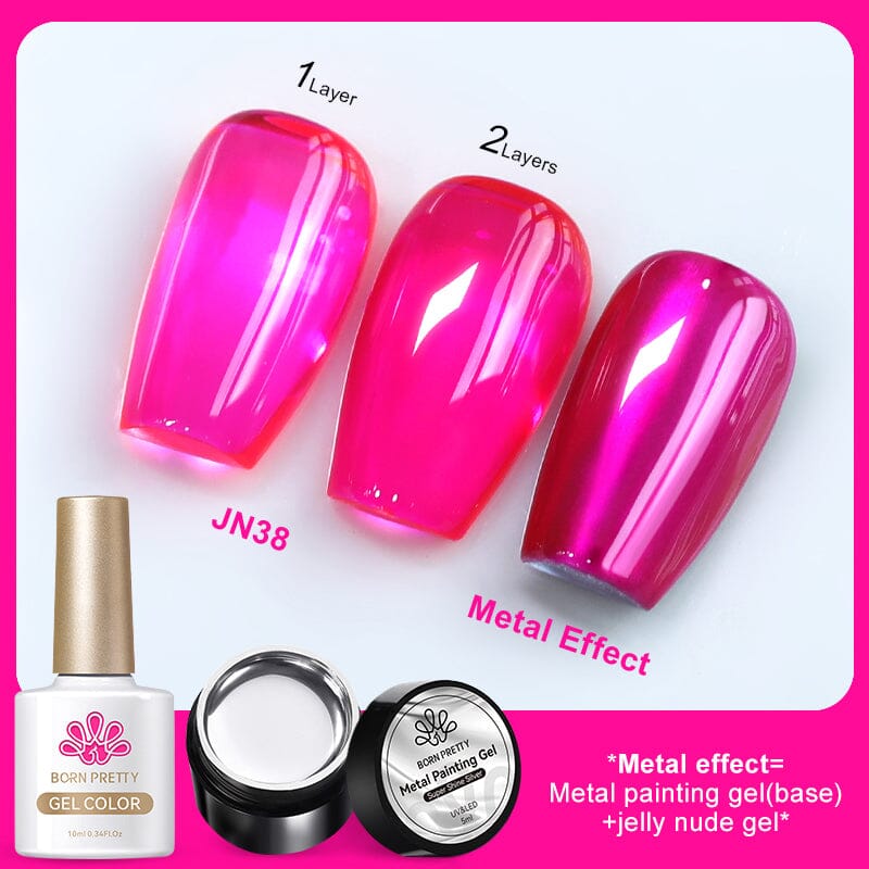 3pcs Metal Effect Gel Set Gel Nail Polish BORN PRETTY Set 2 