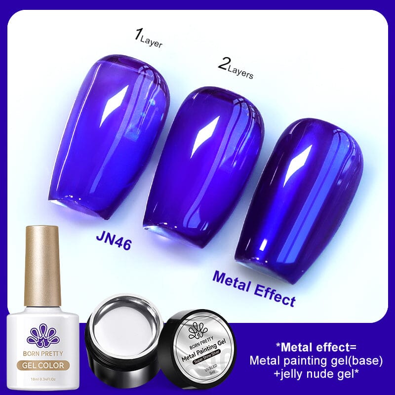 3pcs Metal Effect Gel Set Gel Nail Polish BORN PRETTY Set 9 