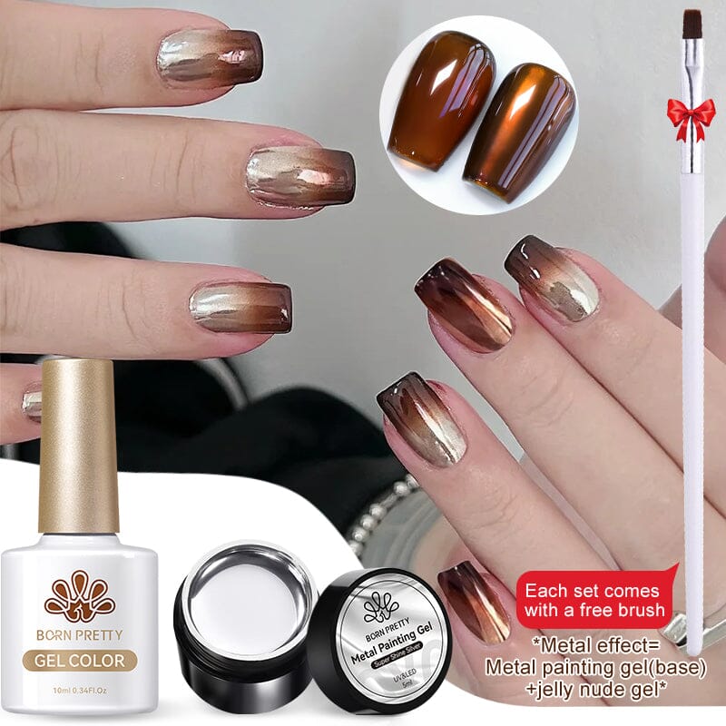 3pcs Metal Effect Gel Set Gel Nail Polish BORN PRETTY 