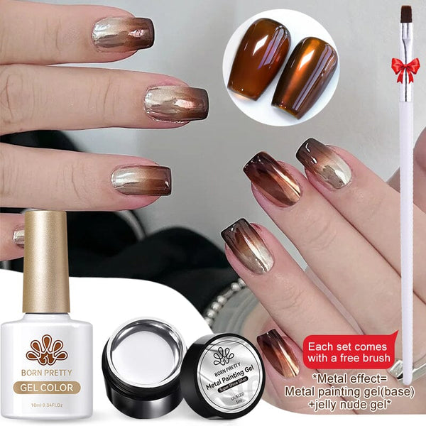 3pcs Metal Effect Gel Set Gel Nail Polish BORN PRETTY 