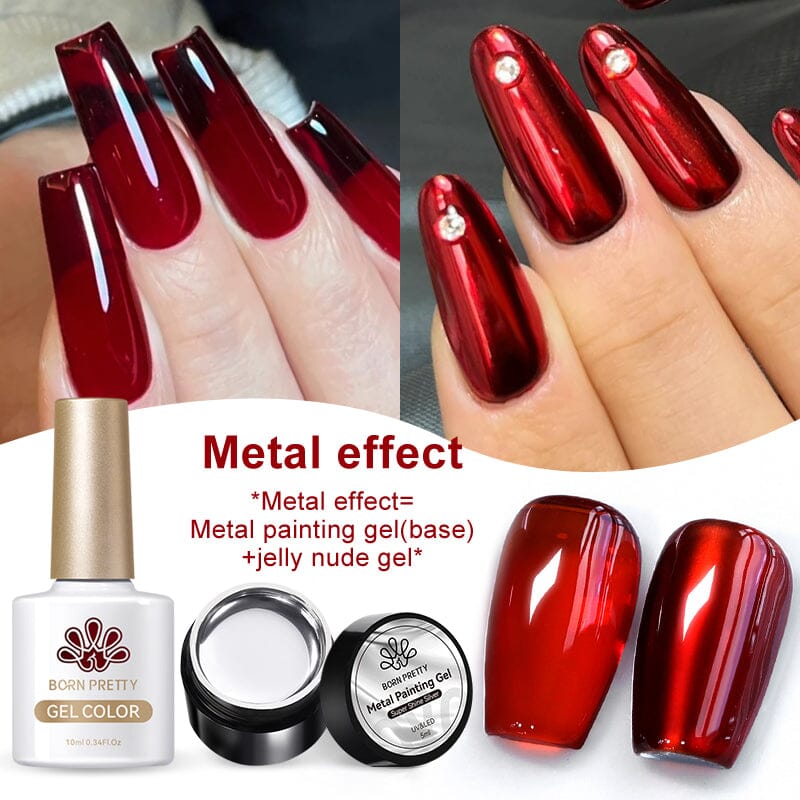 3pcs Metal Effect Gel Set #15 Gel Nail Polish BORN PRETTY 