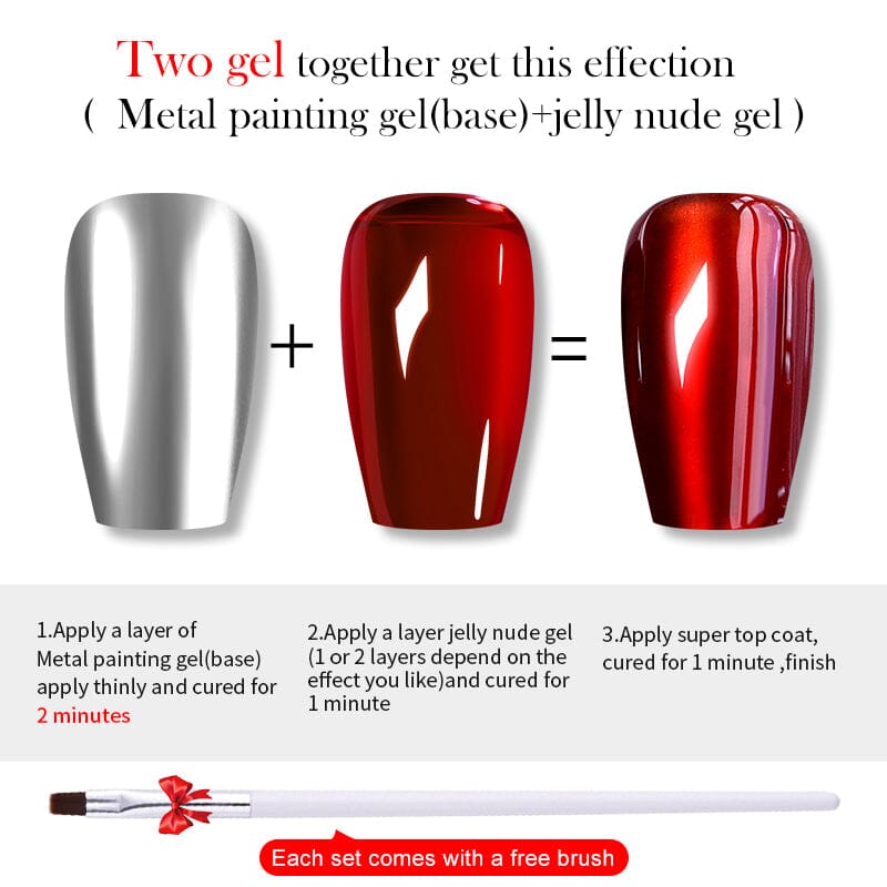 3pcs Metal Effect Gel Set Gel Nail Polish BORN PRETTY 