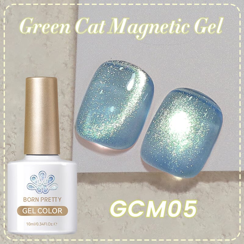 6 Colors Green Cat Magnetic Gel with Magnetic Stick Gel Nail Polish BORN PRETTY 