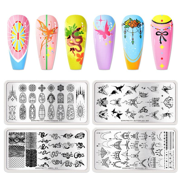 4pcs Set Flower Animal Nail Stamping Plates Stamping Nail BORN PRETTY 