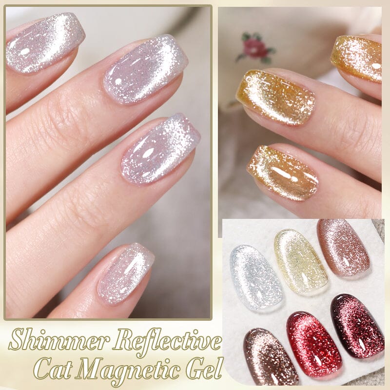 6 Colors Shimmer Reflective Cat Magnetic Gel 10ml with Magnetic Stick Gel Nail Polish BORN PRETTY 