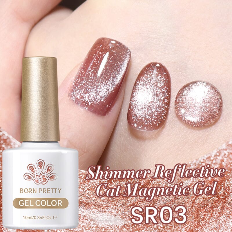 6 Colors Shimmer Reflective Cat Magnetic Gel 10ml with Magnetic Stick Gel Nail Polish BORN PRETTY 