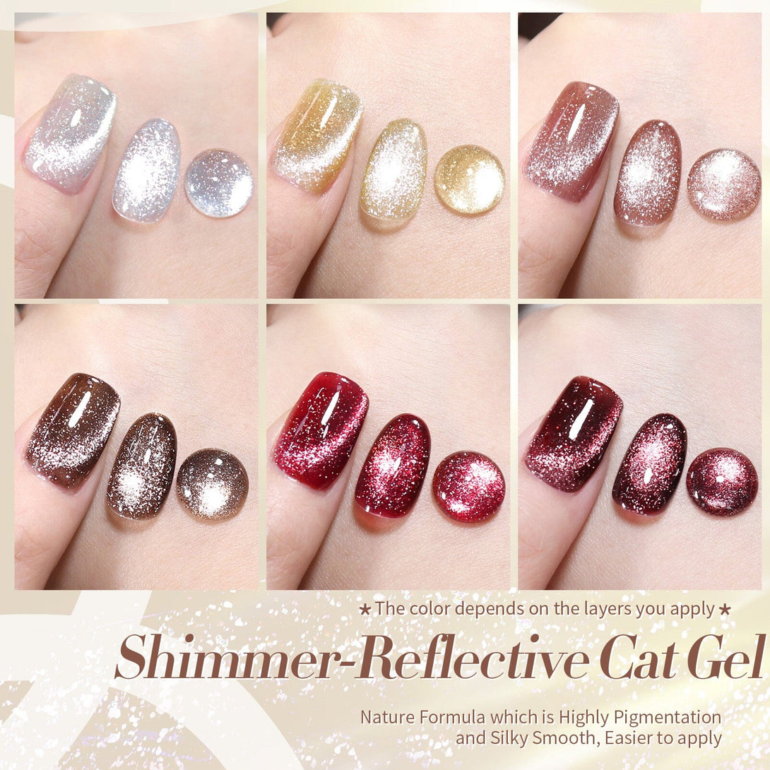 6 Colors Shimmer Reflective Cat Magnetic Gel 7ml Gel Nail Polish BORN PRETTY 