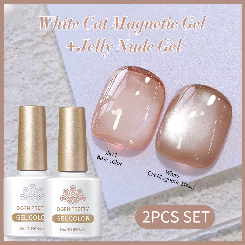 2 Bottles Magnetic Gel & Jelly Gel Set #01 Gel Nail Polish BORN PRETTY 