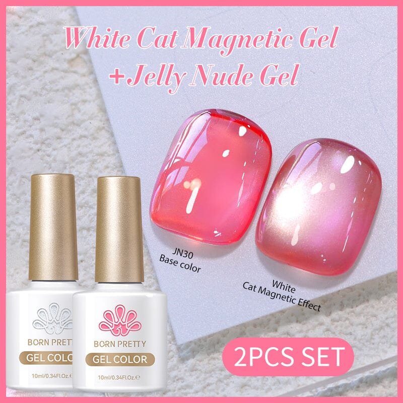 2 Bottles Magnetic Gel & Jelly Gel Set #04 Gel Nail Polish BORN PRETTY 