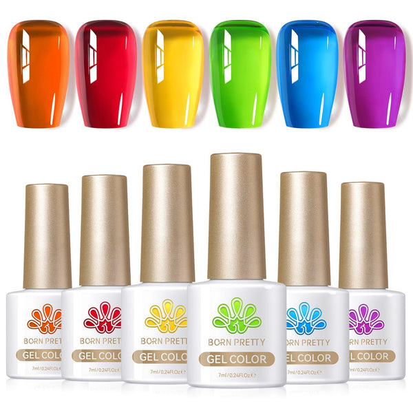 6 Colors Rainbow Gleam Ice Jelly Gel 7ml Gel Nail Polish BORN PRETTY 