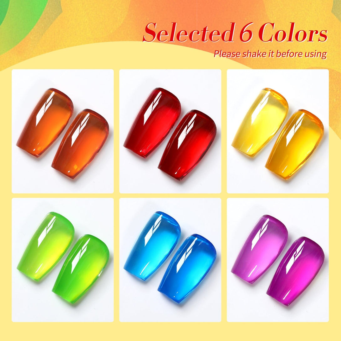 6 Colors Rainbow Gleam Ice Jelly Gel 7ml Gel Nail Polish BORN PRETTY 