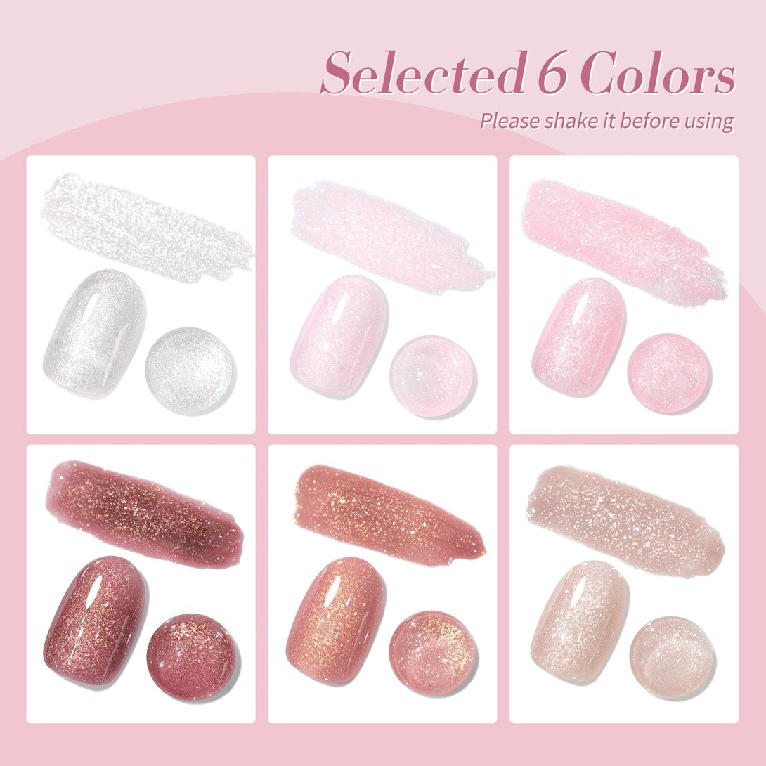 6 Colors Jelly Gel Set Shiny Pink 7ml Gel Nail Polish BORN PRETTY 