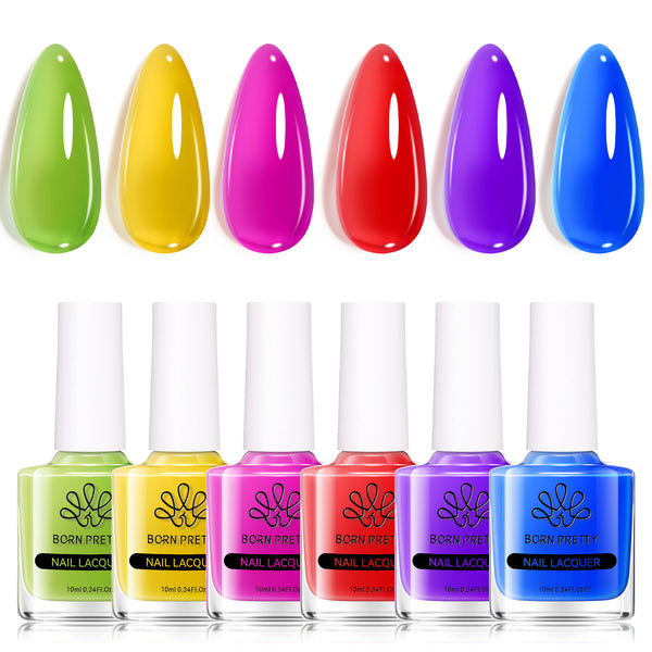 6 Colors Neon Glass Jelly Nail Polish Neon Glow 10ml