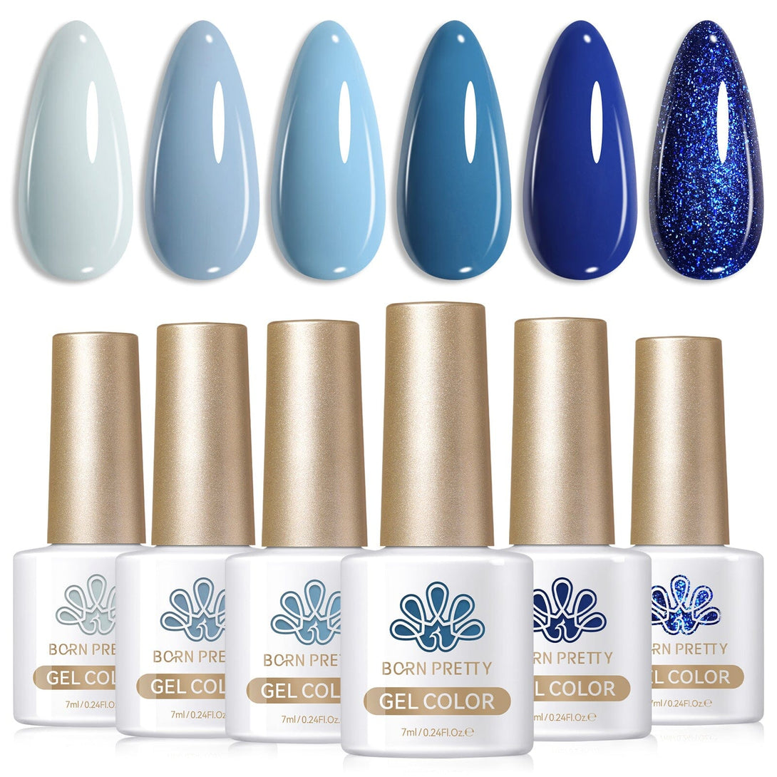 6 Colors Gel Polish Set Blue Cosmic 7ml Gel Nail Polish BORN PRETTY 