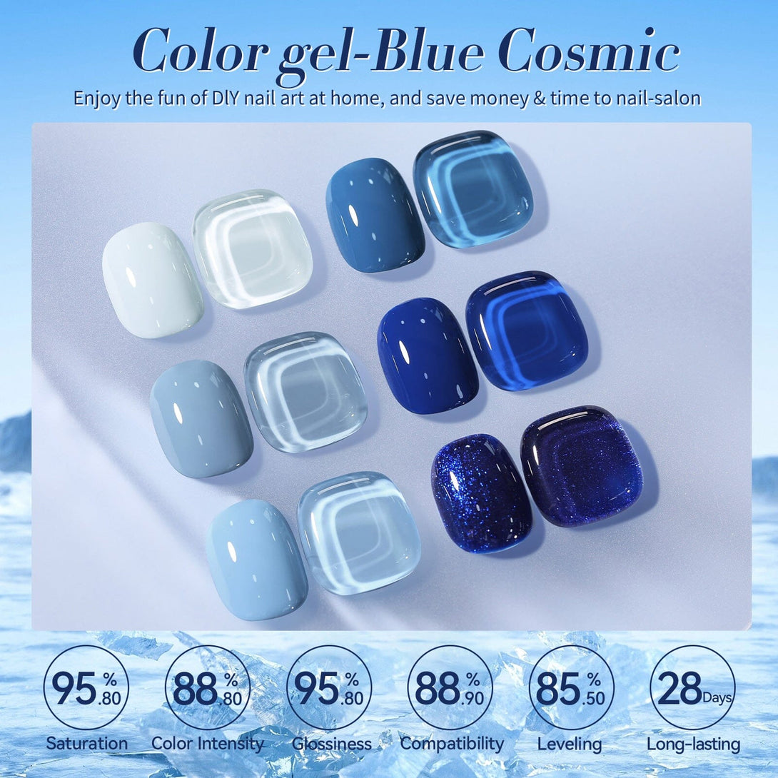 6 Colors Gel Polish Set Blue Cosmic 7ml Gel Nail Polish BORN PRETTY 