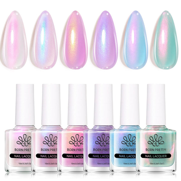 6 Colors Pearl Shimmer Nail Polish Mermaids Tears 10ml Nail Polish BORN PRETTY 