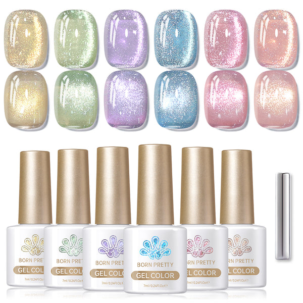 6 Colors Light Flow Colored Cat Magnetic Gel Polish Set M02 7ml