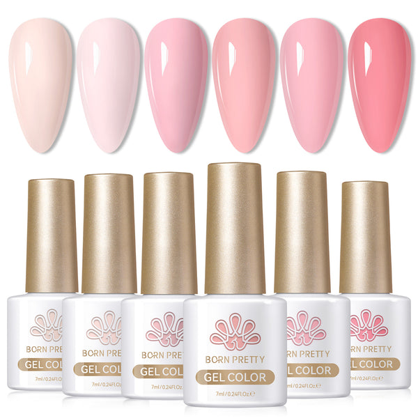 6 Colors Pink Gel Polish Set S01 Barely Beauty 7ml