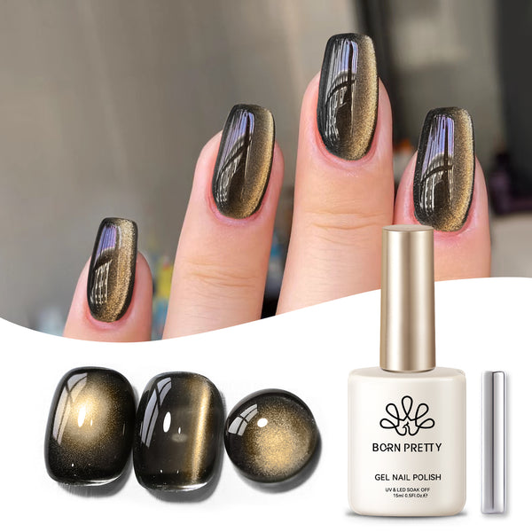 Black Gold Glass Cat Magnetic Gel Polish 15ml