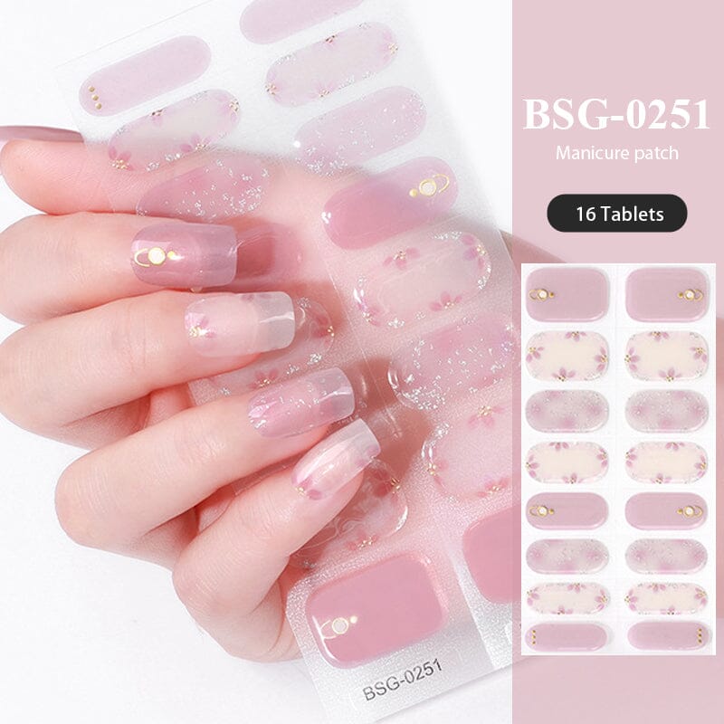 16pcs Semi Cured Gel Nail Strips BSG-0251 Nail Sticker BORN PRETTY 