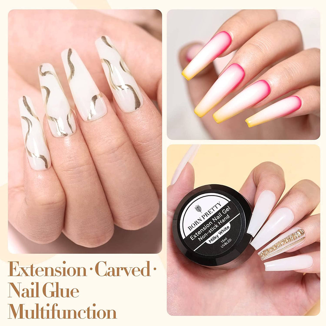 [US ONLY] Milky White Non Stick Hand Extension Nail Gel Gel Nail Polish BORN PRETTY 
