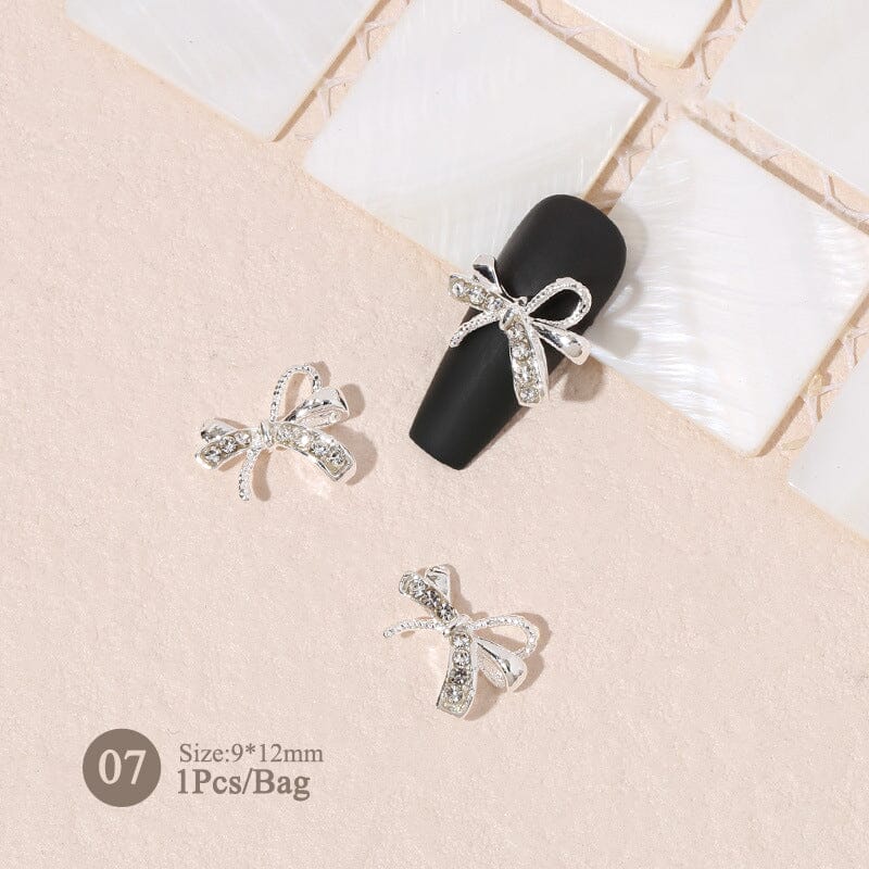 Silver Gold Bowknot Butterfly Rhinestones 3D Nail Decoration Nail Decoration BORN PRETTY 07 