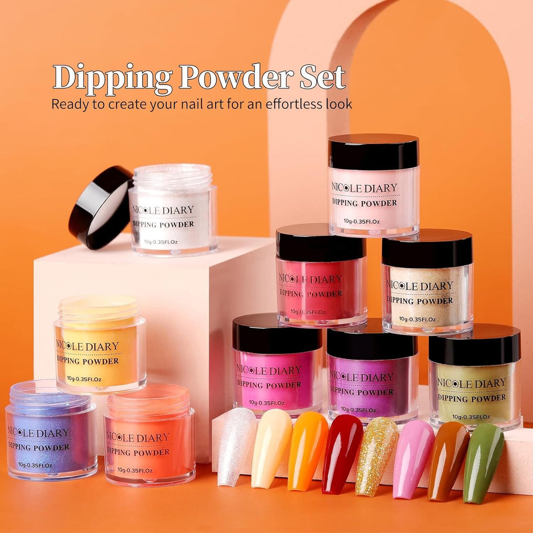 [US ONLY] 36 Colors Dipping Nail Powder White Nude Orange Red Colors Nail Powder NICOLE DIARY 