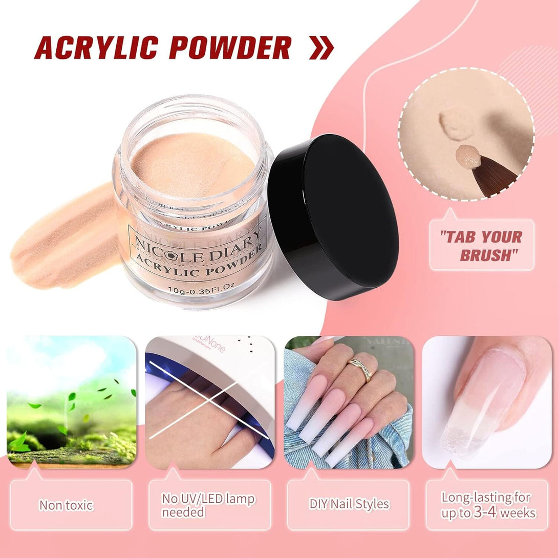 [US ONLY] 12 Colors Acrylic Power Set Nail Powder NICOLE DIARY 