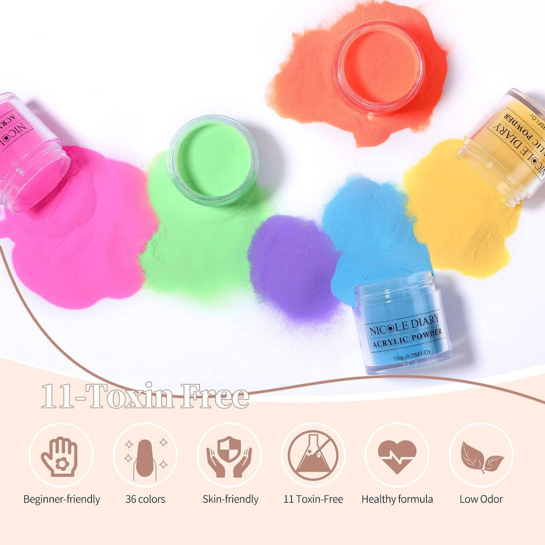 [US ONLY] 36 Colors Acrylic Powder Set Nail Powder NICOLE DIARY 