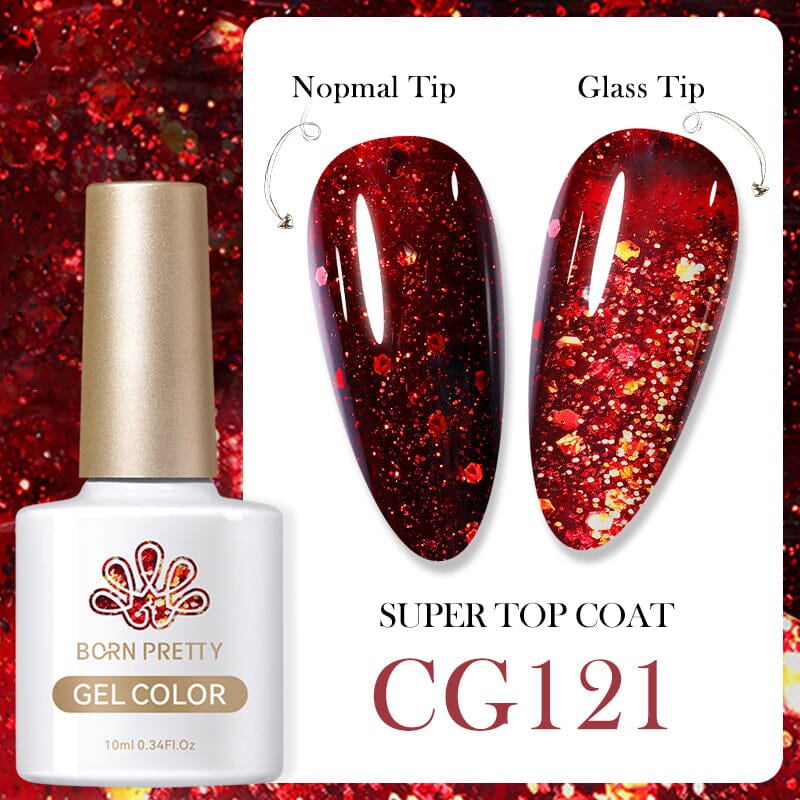 Red Glitter Sequins Color Gel Polish CG121 10ml Gel Nail Polish BORN PRETTY 