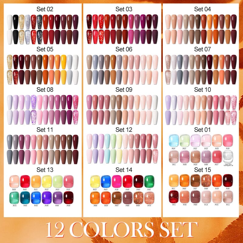 12 Colors Jelly Gel with Super Shine Cat Magnetic Gel Set 10ml Gel Nail Polish BORN PRETTY 
