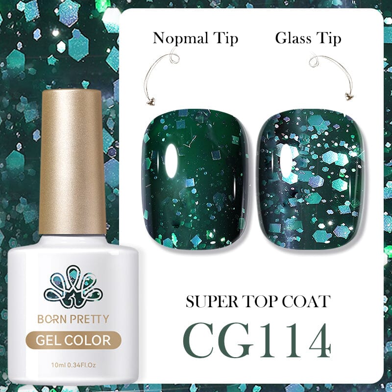 Green Glitter Sequins Color Gel Polish CG114 10ml Gel Nail Polish BORN PRETTY 